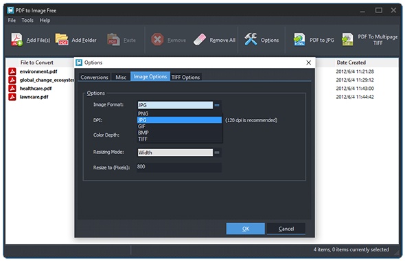 Specify Conversion Settings